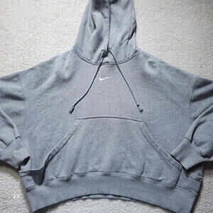 Nike Men's Womens Hoodie M Heather Gray Fleece Lined Pullover Embroidered Swoosh